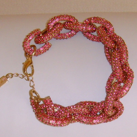 BaubleBar Pink Rhinestone Link Chain Bracelet NEW - Picture 4 of 15